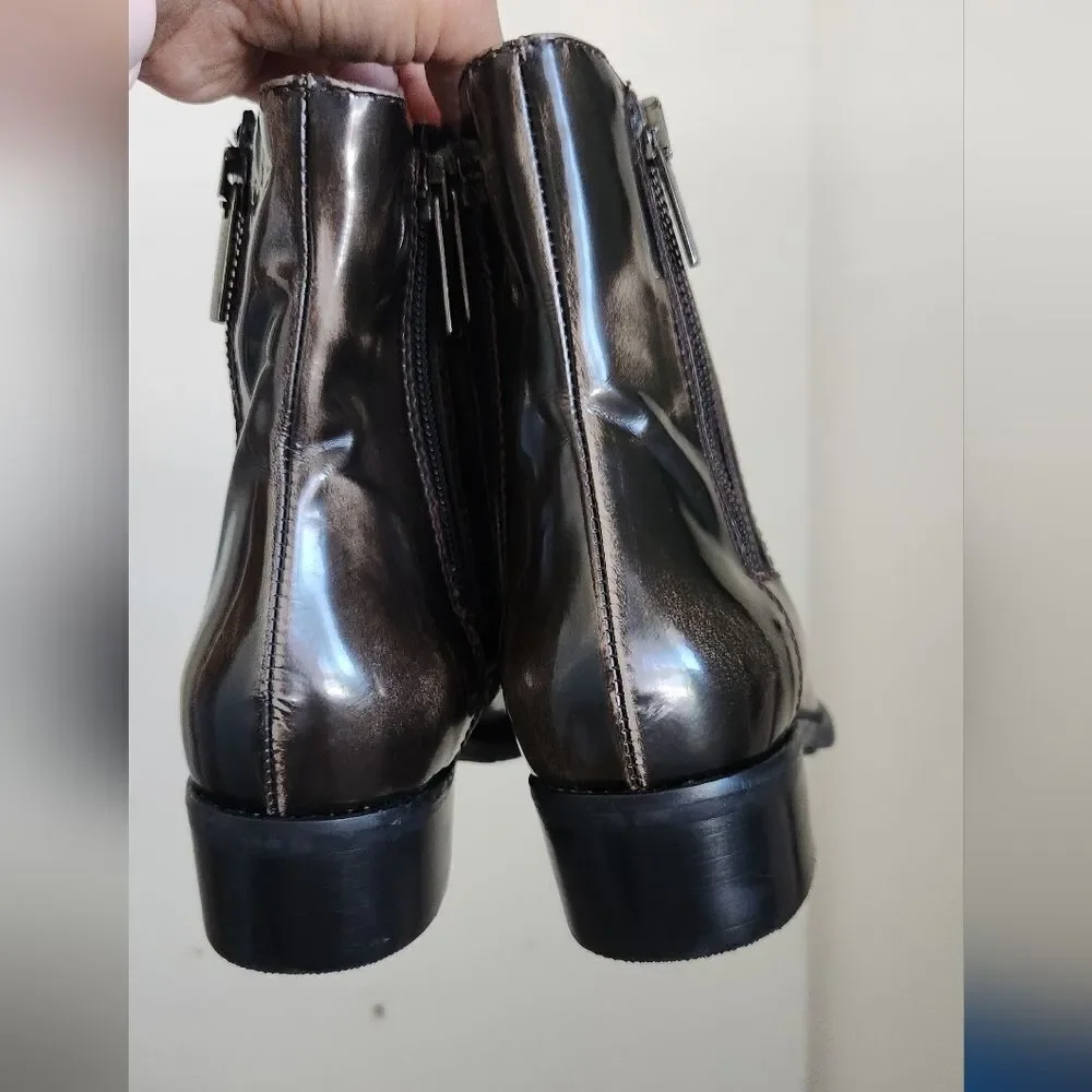 Aquatalia Patent Leather Ankle Boots Size 7